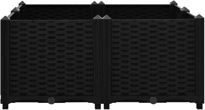 Raised Bed 31.5x31.5x15 Polypropylene Garden Bed Black Outdoor Planter for Flowers Vegetables and Herbs Raised Garden Box Elevated Planter Box for Outdoor Gardening
