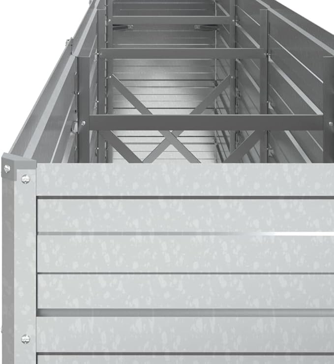 SKM Garden Raised Bed Silver Galvanized Steel Large Garden Raised BedSilver (Weight 39.07KG)