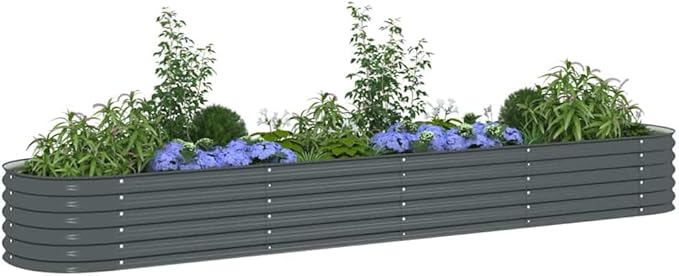 Steel Planter Raised Bed Metal Flower Box Planter Raised Beds Outdoor Garden for Planting Fruit 157.5x31.5x17.3 Gray -737