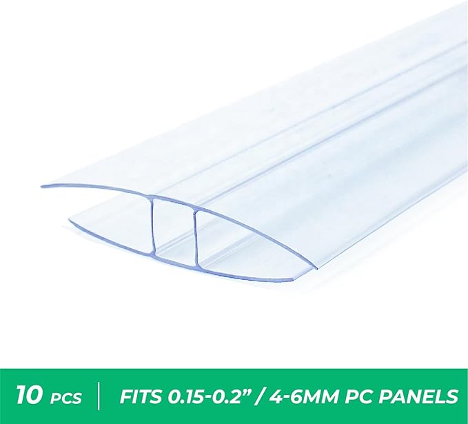 Polycarbonate Greenhouse Panels (H Connectors) - 0.2 Thick Fit 6mm or 4mm Twin-Wall Polycarbonate Panels Join 2 Pieces of Panels Together 4-Foot Length 10 Pieces (H Connectors 6mm 4ft)