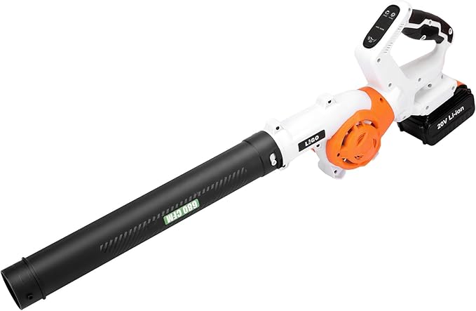 LIGO 20V Cordless Leaf Blower with 4.0Ah Battery High-Speed Dual Fan 3-Speed Memory &amp 180° Handle 4 Nozzles with Extension Tube for Lawn Workshop Desktop