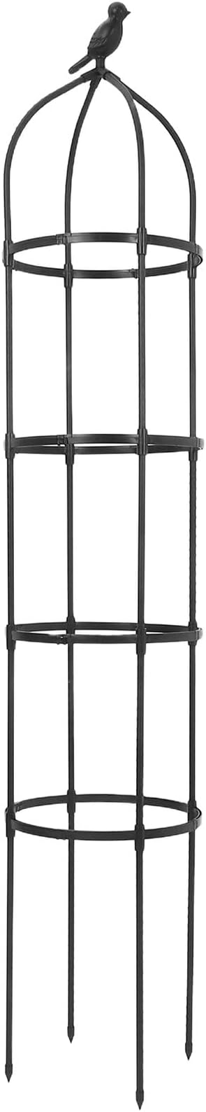 VICASKY Metal Garden Trellis Climbing Plant Support with Bird Design 31.7cm Diameter X 175cm Height Outdoor Iron Pergola for Roses and Vines Decorative Garden Obelisk for Patio and Lawn