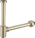 RANDOM Brass Round Bottle P-Trap 1 1/4Raise and Lengthen Adjustable Basin Sink Waste Drain Trap KitBrushed Gold.RD-83888BG-L