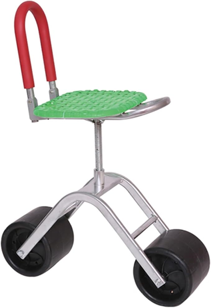 Garden Stool with Wheels2/3/4 Wheels Rolling Seat Cart Bearing 150kgAdjustable Height 36-48cmfor Outdoor Lawn Yard(Green3 Wheels)