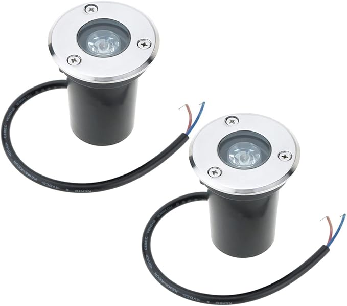 2 Pack LED Waterproof Inground Lights IP67 Landscape Lighting 3W Outdoor Garden Path Spotlights DC12V/24V Recessed Buried Lamps for Walkways (White 24V)