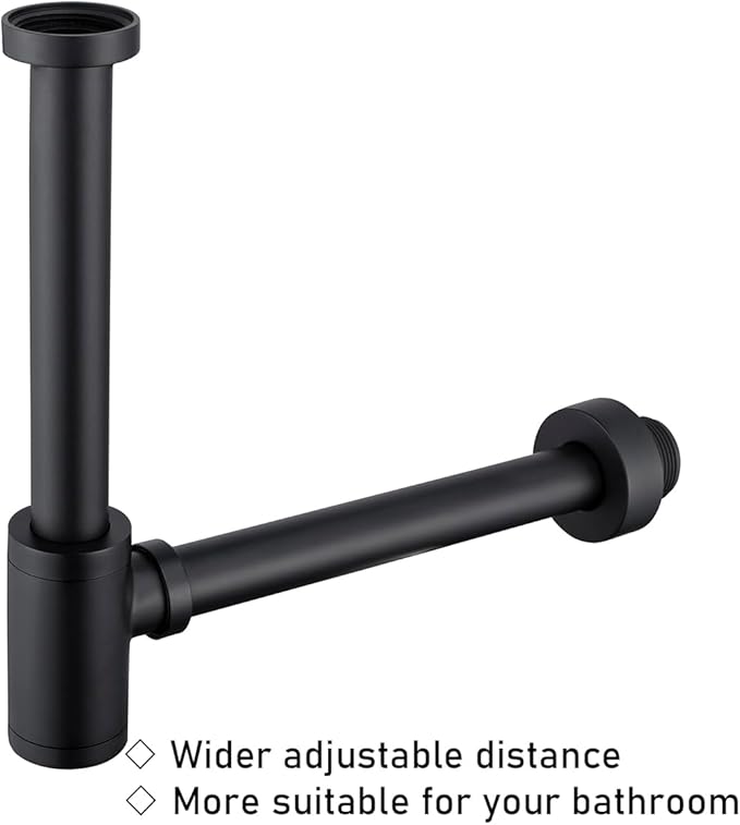 RANDOM Brass Round Bottle P Trap 1 1/4Raise and Lengthen Adjustable Basin Sink Waste Drain Trap Kit Matte Black.RD-83888MB-L