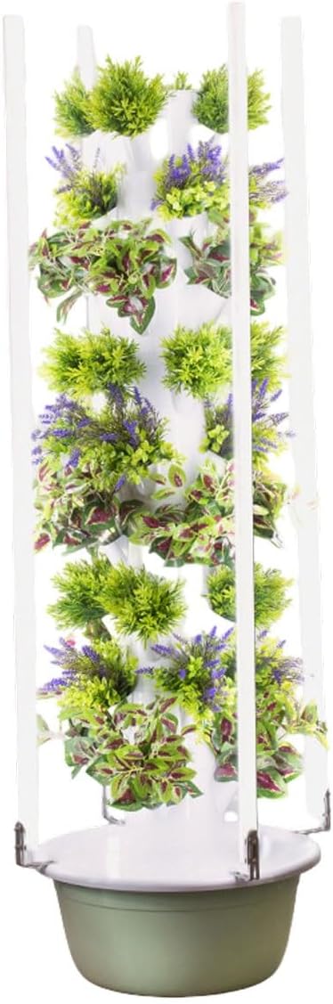Hydroponic Growing System Vertical Tower Garden System Hydroponic Tower with Led Light Automatic Water Circulation System Suitable for Leafy Greens and Herbs(5 Layer)