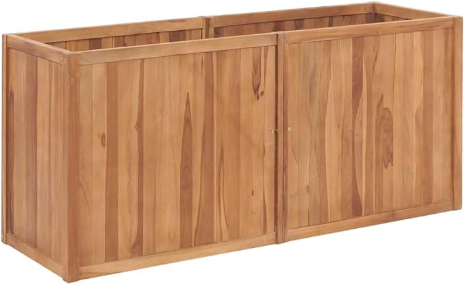 Teak Wood Raised Bed for Garden Plants Flowers Vegetables - Galvanized Steel Frame - 59.1 in. Width Wire Mesh - Outdoor Landscape Fencing Baskets