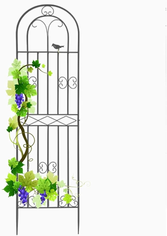 Garden Trellis for Climbing Plants 47.2in×19.7in&amp1PCRustproof Sturdy Black Iron Plant Support for Lawn Garden Backyard Flower(Size:180cm/70.9in)