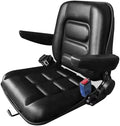 Foldable Universal Lawn Mower SeatWaterproof Artificial Leather Seat with 0-90°Armrest &amp Retractable SeatbeltBlack PVC Forklift Seat w/Adjustable Angle Backrest and Sli(Size:no HeadrestColor:Bl