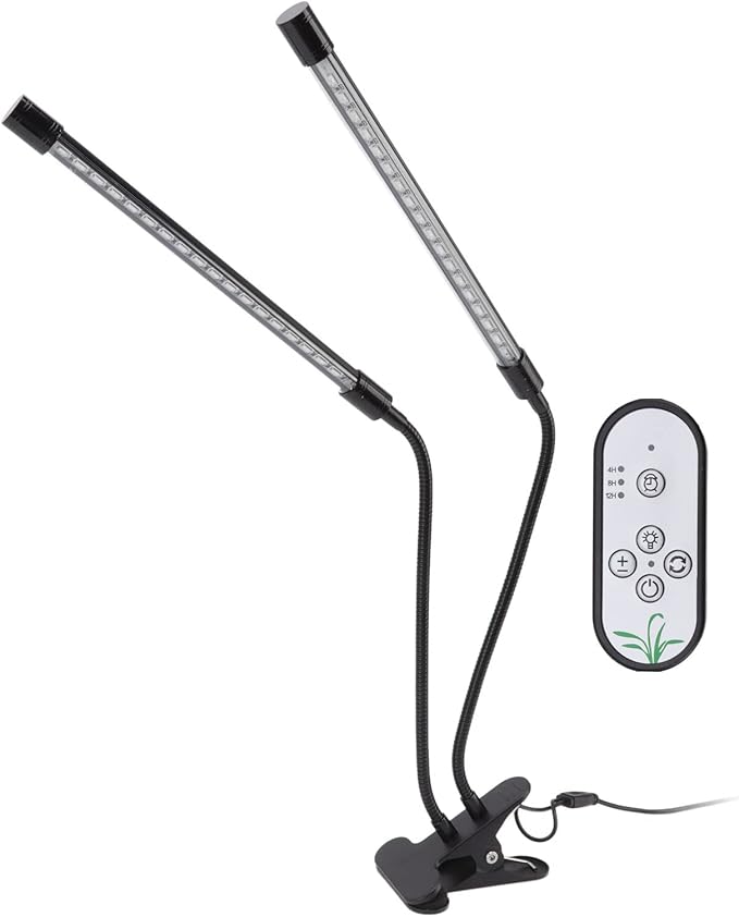 Plant Grow Light 30W USB Powered Dual Head Clip On Full Dimmable with Timing - Energy Efficient Flexible Angle Ideal for Indoor Plants