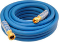 Heavy Duty Premium Garden Hose 25ft x 5/8 300PSI Working 1000PSI Burst Hybrid Rubber Water Hose with Transparent Swivel Handle - Hot/Cold Water - Five Layered Braiding with Brass fittings (Blue)