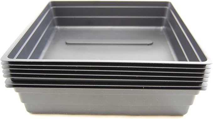 Living Whole Foods Plant Germination Drip Trays - Pack of 10-10 by 10 Black Plastic Greenhouse Growing Flats with No Drain Holes - for Seedlings Microgreens Wheatgrass More