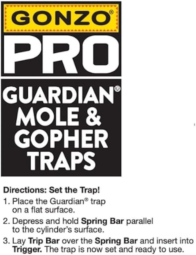Gonzo Mole &amp Gopher Trap - Pro Guardian Durable Manual - 6 x 3 x 3 in - ABS