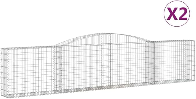 Arched Gabion Basket Set 2 Pcs 157.5 x 11.8 x 31.5/39.4 Galvanized Iron Garden Planter Box Decorative Outdoor Raised Garden Bed Sound Insulating Fence
