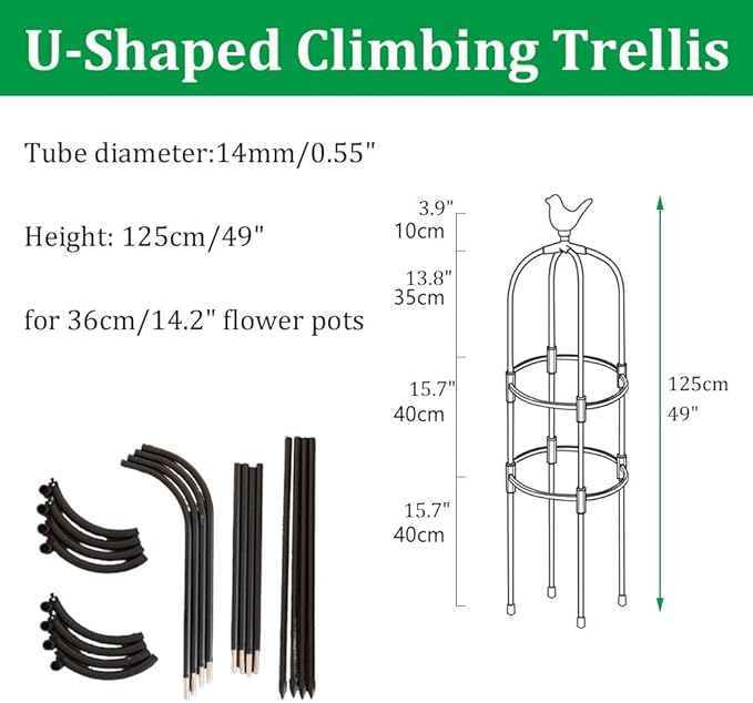 Obelisk Plant Tower Garden Trellis for Climbing Plants Flowers Stand Rose Vines Trellis for Outdoor &amp Indoor Garden Obelisk(White36x125cm/14.2x49in)