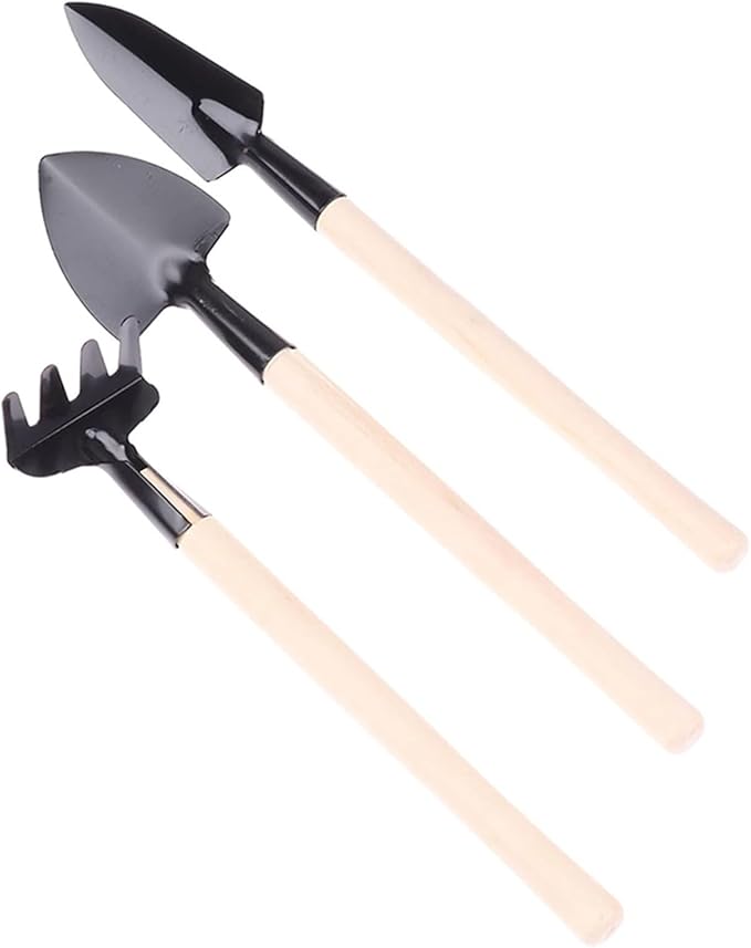 Garden ToolsGarden Trowel 2/3PCs/Set Shovel Rake Tools Combination Home Gardening Tool Set Balcony Home-Grown Mini Digging Suits(Natural)