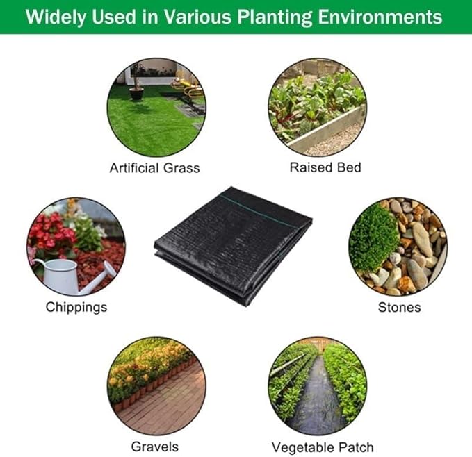 Heavy Duty Weed Barrier Fabric - U-V Stabilized Black Woven Ground Cover for Garden and Landscape1pcs(0.4mx50m)