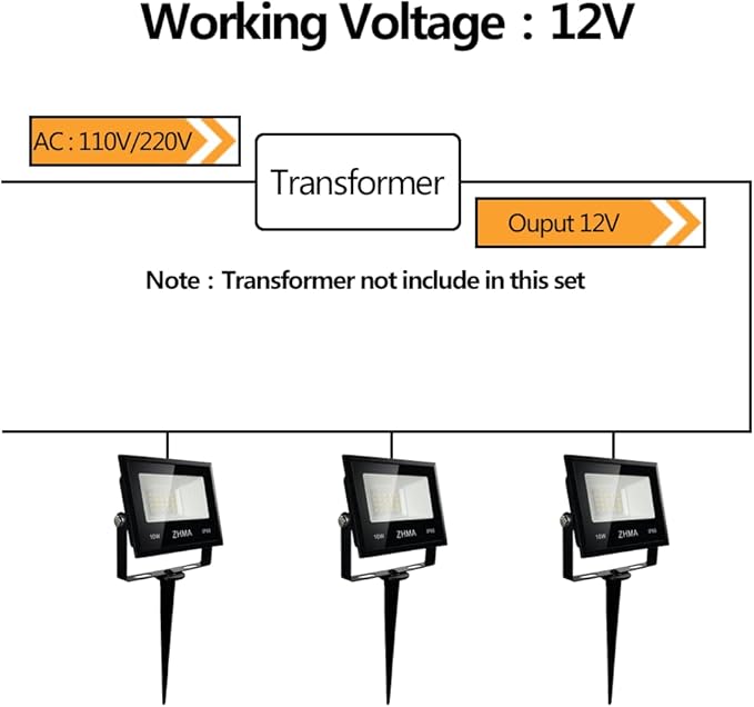 10W Low Voltage Landscape Lights 12V LED Outdoor Spotlight Bowfishing Lights3000K Warm White Light Landscape LightingIP66 Waterproof Spotlight for YardGarden(6 Pack)