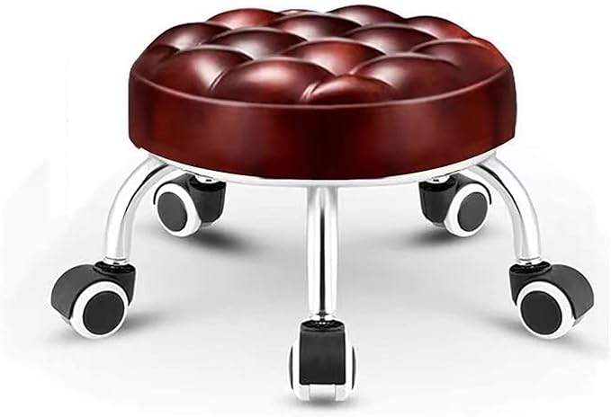 N/A Rolling Stool with Wheels Mini Rolling Scoot Stool with Cushion for Factory Library Laboratory Garage Gardening HomeC