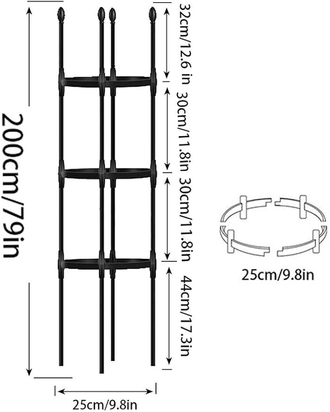 Garden Trellis Tomato Cages - 140CM170CM200CM TallGarden Obelisk Trellis Adjustable Metal TrellisPlant Support for Climbing Plants Flowers and Vegetables ( Size : 9.8/25cm Dia. x 79/200cm H )