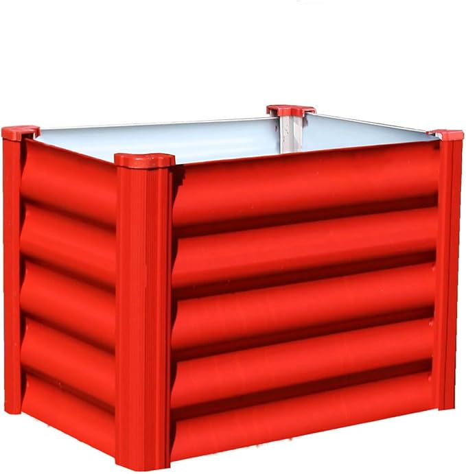 ABSCO The Organic Garden Co. Hakea Metal Kids Garden Bed 1.8' x 1' x 1.3' – Raised Outdoor Planter Box for Children Galvanized Steel Metal Red