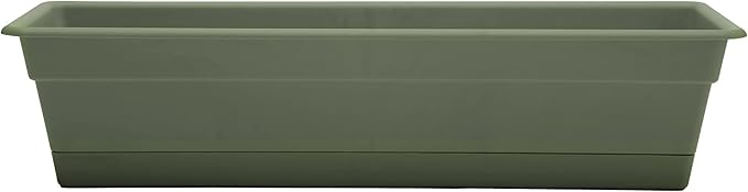 Bloem Dura Cotta Window Box Planter: 24 - Living Green - with Tray Weatherproof Resin Box Removable Tray for Indoor &amp Outdoor Use Gardening 3 Gallon Capacity