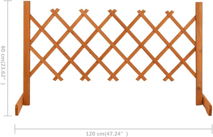 Garden Trellis Fence Wood Expandable Plant Support Climbing Lattices Wooden Decorative Divider Wall for Lawn Backyard Balcony Patio Outdoor Orange 47.2x23.6