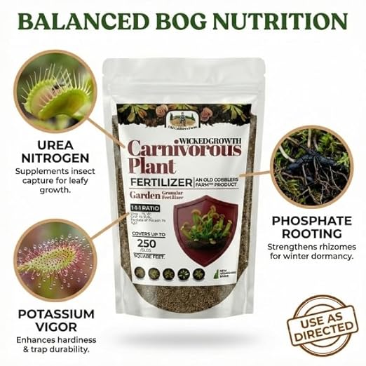 Old Cobblers Farm™ Wicked Growth Carnivorous Plants Fertilizer - Tailored nutrients for Sensitive Insect-Eaters Like Flytraps and Pitcher Plants (5 lbs | 10 lbs | 15 lbs | 20 lbs) (20 lbs)