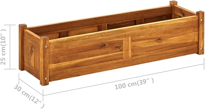 SKM Garden Raised Bed Acacia Wood 39.4x11.8x9.8