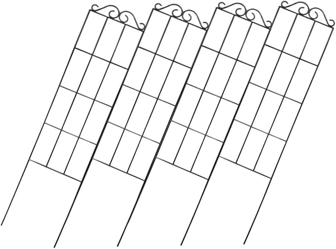 4pcs Metal Plant Support Frame Climbing Trellis for Garden and Potted Vines 50x15cm Black Vegetable and Flower Climbing Bracket for Home and Greenhouse Use