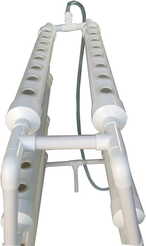 INTBUYING Hydroponic 70 Sites Grow Kit Grow System for Leafy Vegetables with 110V Pump Ladder（8 Pipes 4 Layers 2 Rows）