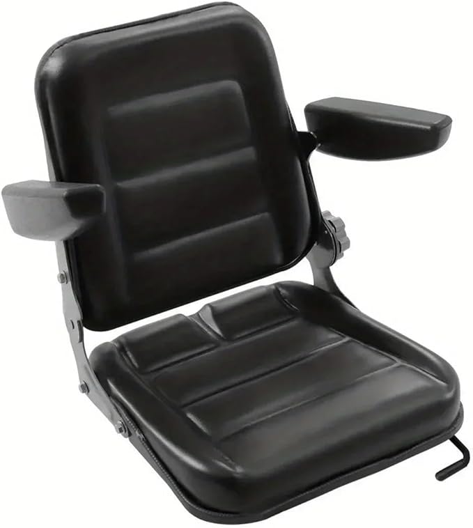 Tractor Seat Universal Seat Fit Garden Tractor Lawn Mower Adjustable Backrest Black