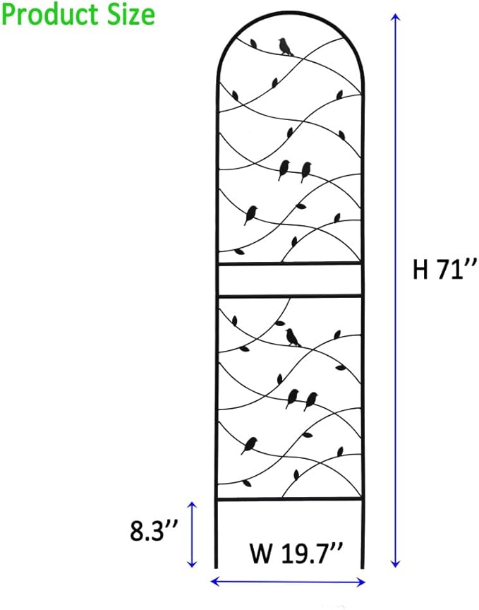 Heavy-Duty Metal Garden Trellis for Climbing Plants – Rust-Resistant Outdoor Flower Support with Decorative Bird Design (2 Pack-H71)