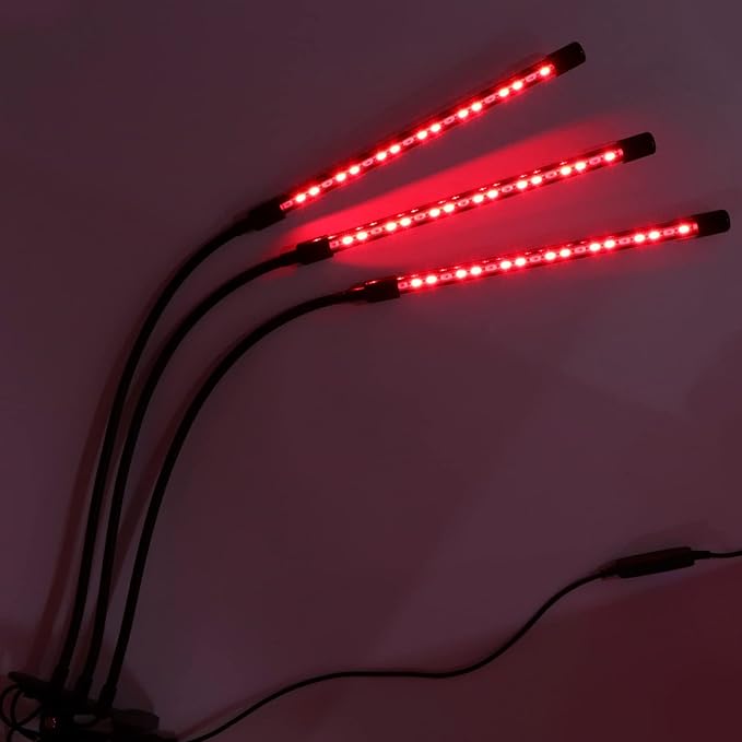 LED Grow Lights Red Blue Timing Adjustable Angle Bright USB Powered 3 Head Grow Lamp for Indoor Plants Gardening Potted Planting Aluminum Alloy 18W