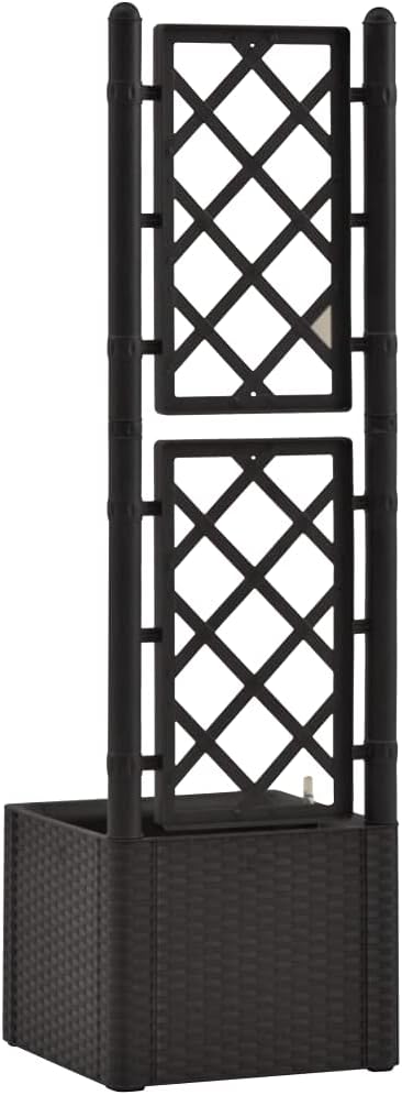 Garden Raised Bed with Trellis and Self Watering System AnthraciteRaised Garden BedRaised Planter Stand with Shelves for Growing HerbsVegetables and Flowers in Limited Garden Space