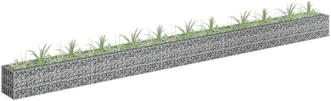 Gabion Raised Bed Silver Galvanized Steel 177.2 x 11.8 x 11.8 in Gardening Pots &amp Planters 145645