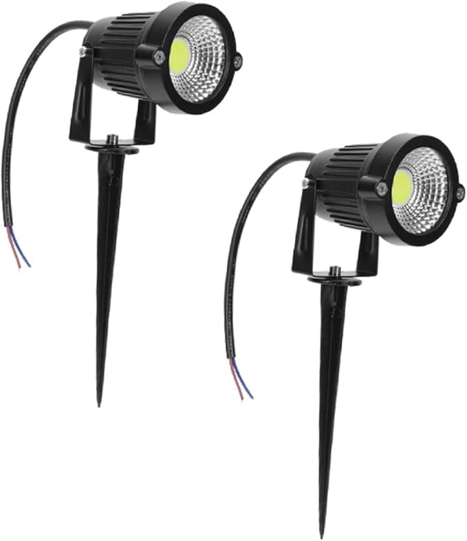 Homoyoyo 2pcs Cob Outdoor Spotlights Led Lawn Lights for Garden and Decoration Landscape Lighting Simple Installation Rated for Weather Use
