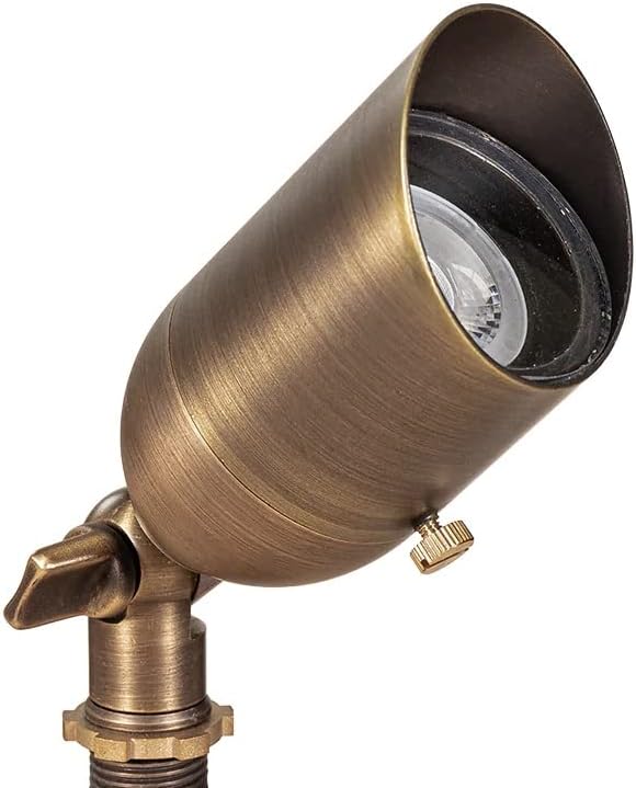 12V Brass Outdoor Spotlight 4-Pack Kit (Bronze) with 5W 2700K Warm White MR16 LED Bulbs for Low Voltage Landscape Lighting of Yard Lawn Garden Patio Trees &amp House