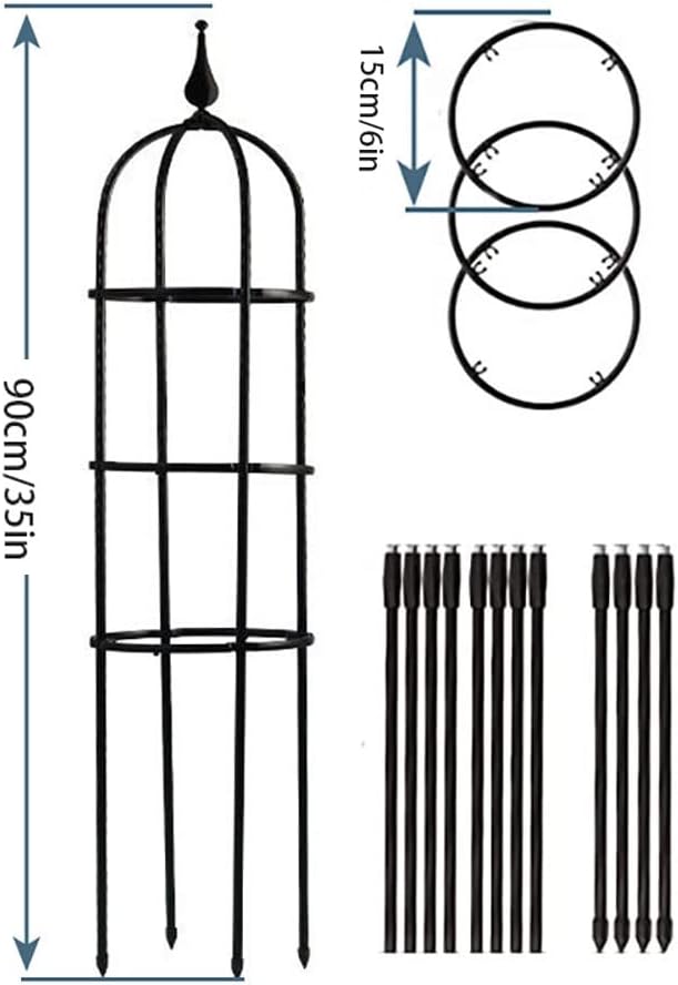 RADAAB Garden Plant Obelisk Trellis47.3 24 29.5 35.5 H Tower Plant Support Garden Trellis for Potted Climbing Flowers Vegetable Vine Indoor Outdoor (Size : 6/15cm Diax35.5/90cm H)