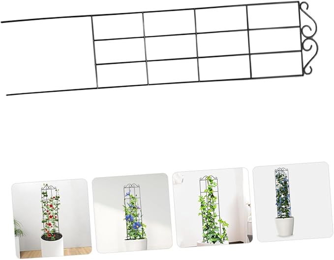 TEHAUX 4pcs Metal Climbing Plant Trellis Frame 50x15cm Black Vine Support for Garden and Potted Plants Climbing Cage for Indoor and Outdoor Gardening
