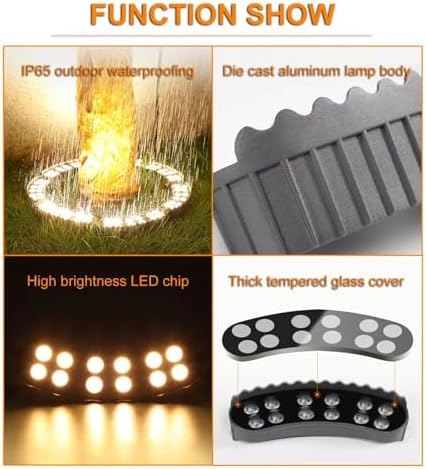 Outdoor Landscape Spotlights Outdoor Palm Tree Lights LED Low Voltage Landscape Tree Ring Lights Garden Lights (Warm White Light Pack of 7)
