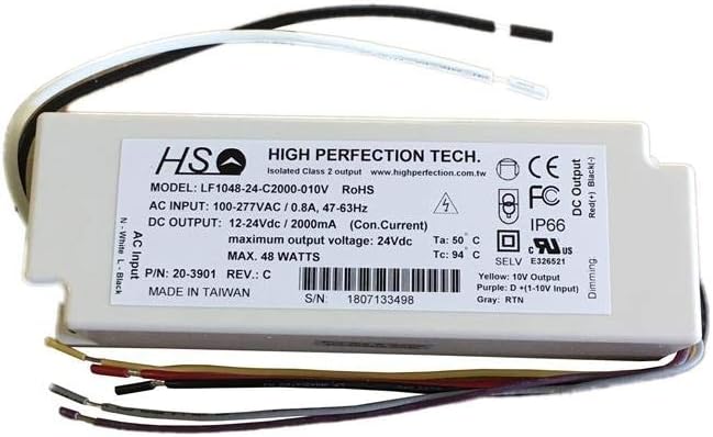 LF1048-24-C2000-010V 2000Ma 0-10V Dimmable 48 Watt Maximum