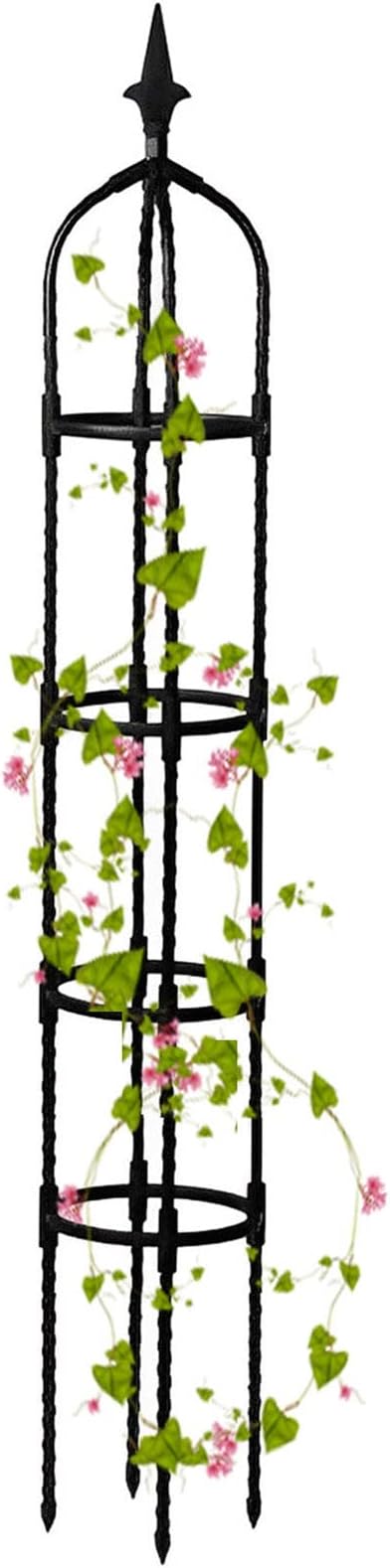 Garden Obelisk Trellis for Climbing Plants 70/90/110cm Tall Tomato Cage Trellis for Garden Indoor Outdoor Potted Plant Support 1pcs(Color:BlackSize:130cm/51.1in)