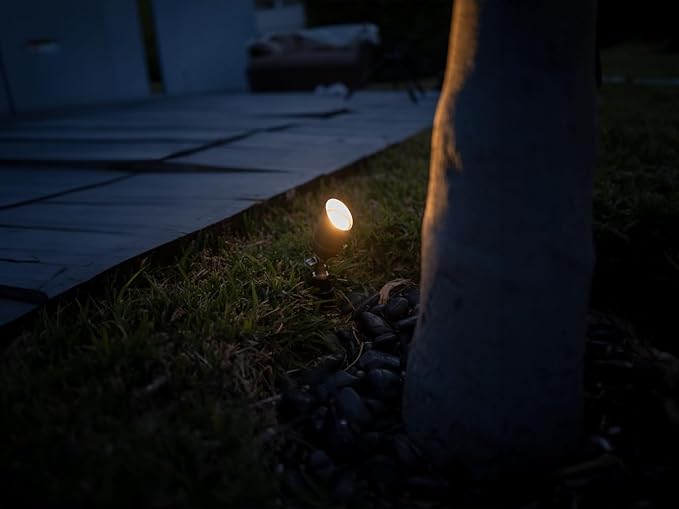 12V Brass Outdoor Spotlight 4-Pack Kit (Bronze) with 5W 2700K Warm White MR16 LED Bulbs for Low Voltage Landscape Lighting of Yard Lawn Garden Patio Trees &amp House