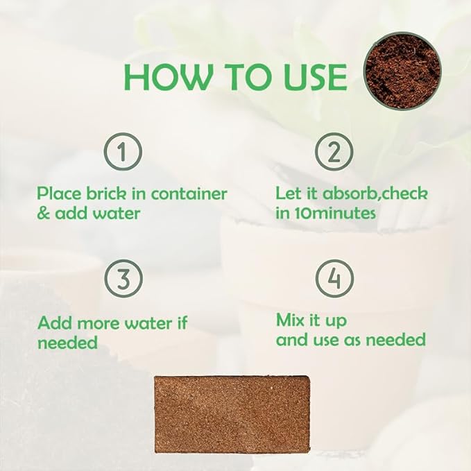 2 Pieces Coconut Coir Bricks Compressed Coconut Coir for Plants - Suitable for Planting Gardening Herbs Creepers (7.8x4.1 inches 2.2 lb)