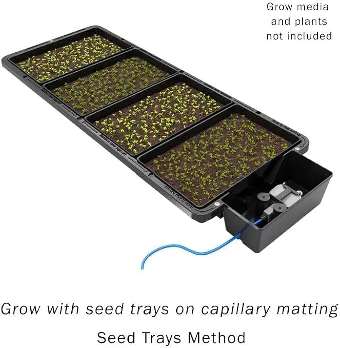 Happy Hydro Tray2Grow System - Standard Tray2Grow with 25 Gal FlexiTank - Self-Watering Gravity-Fed Hydroponic Indoor System Black