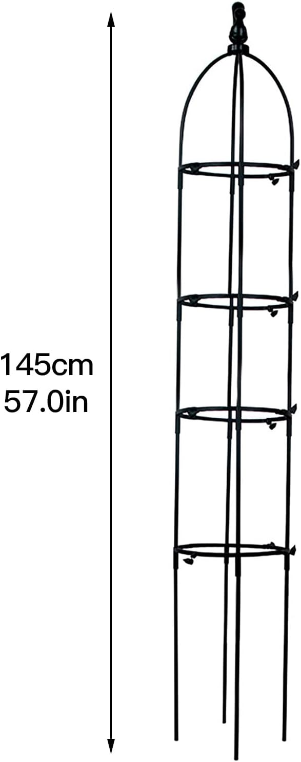 4.7FT Tower Garden Obelisk Trellis Metal Heavy Duty Garden Trellis Plant Tower Tomato Cage Tall Plant Support for Climbing Vines and Flowers Stands Black