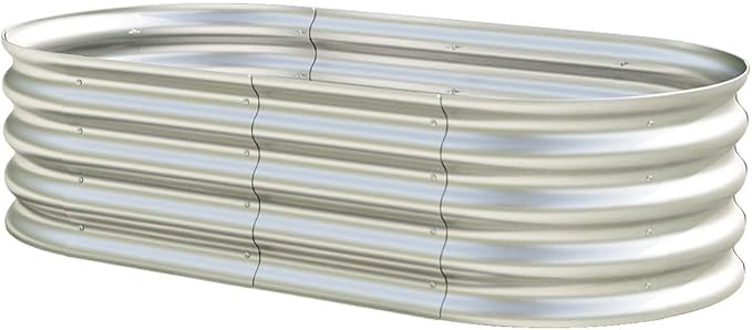 4x2x1ft Heavy Duty Metal Raised Garde Bed Kit Oval Large Metal Planter Boxes for Vegetables/Herbs/Flowers Galvanized Planter Raised Garden Beds for Outdoor with Reinforced Edges (2Pcs 4x2x1ft)