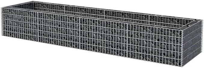 YAFF Large Metal Gabion Raised Bed for Stylish Gardening Silver Galvanized Steel High Load Capacity 1400kg/m³ Durable Outdoor Planter Easy Assembly Ideal for Gardens and Patios